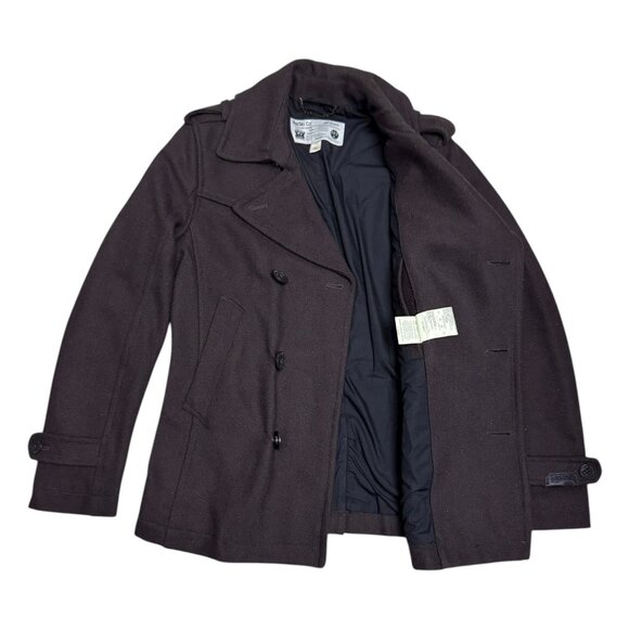 DIESEL Luxury Designer Wool Blend Leather Business Casual Winter Peacoat Large - Picture 3 of 8